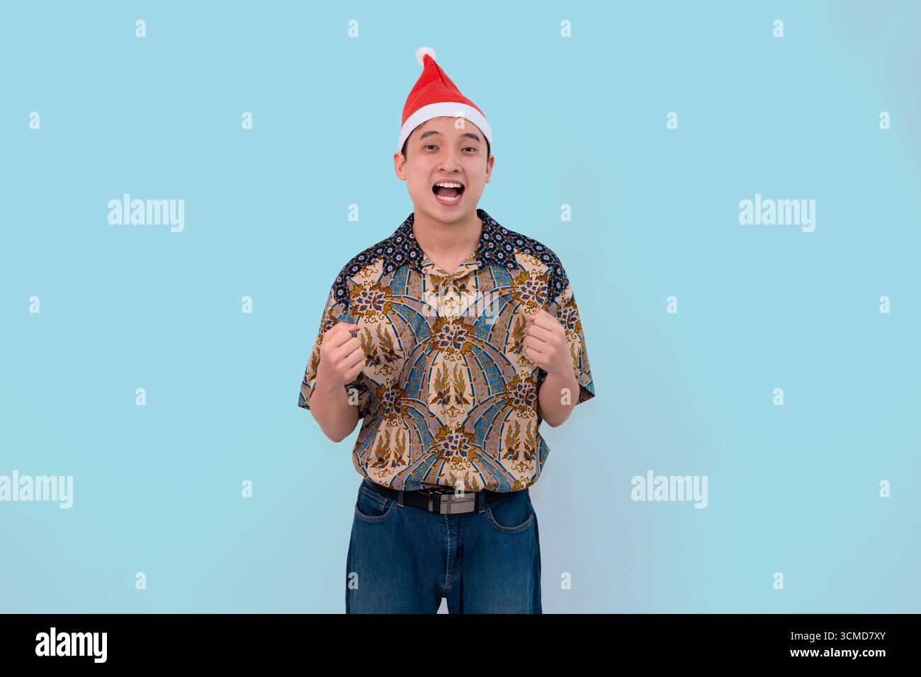 Cheerful joyful shopper wearing festive hi-res stock photography and ...