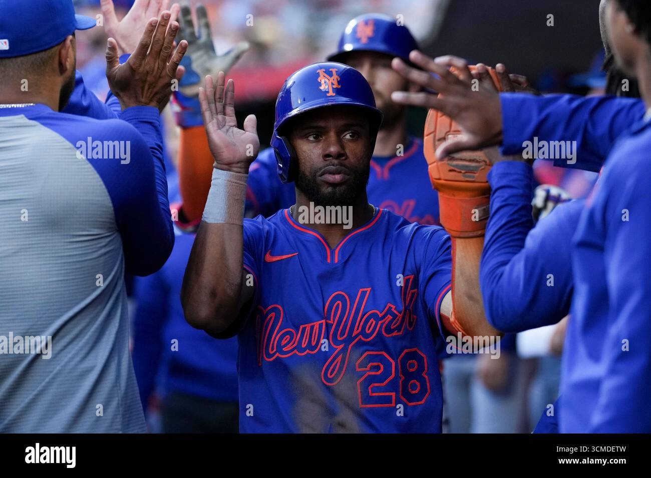 New York Mets Outfielder Cedric Mullins 28 Celebrates With Teammates During A Baseball Game New York Mets Outfielder Cedric Mullins 28 Celebrates With Teammates During A Baseball Game Against The Cincinnati Reds Saturday Sept 6 2025 In Cincinnati Ap Photojeff Dean 3CMDETW
