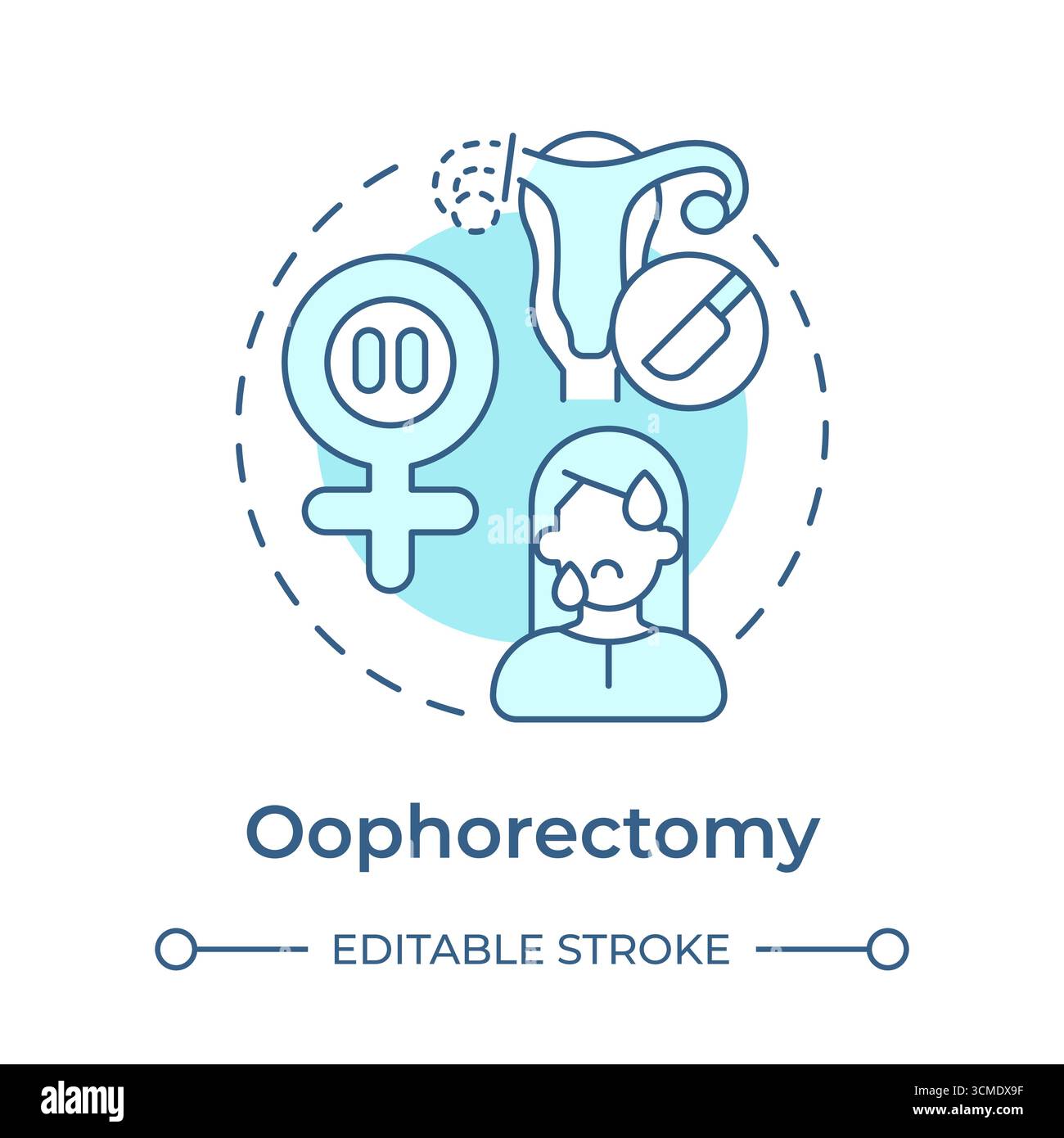Oophorectomy soft blue concept icon Stock Vector