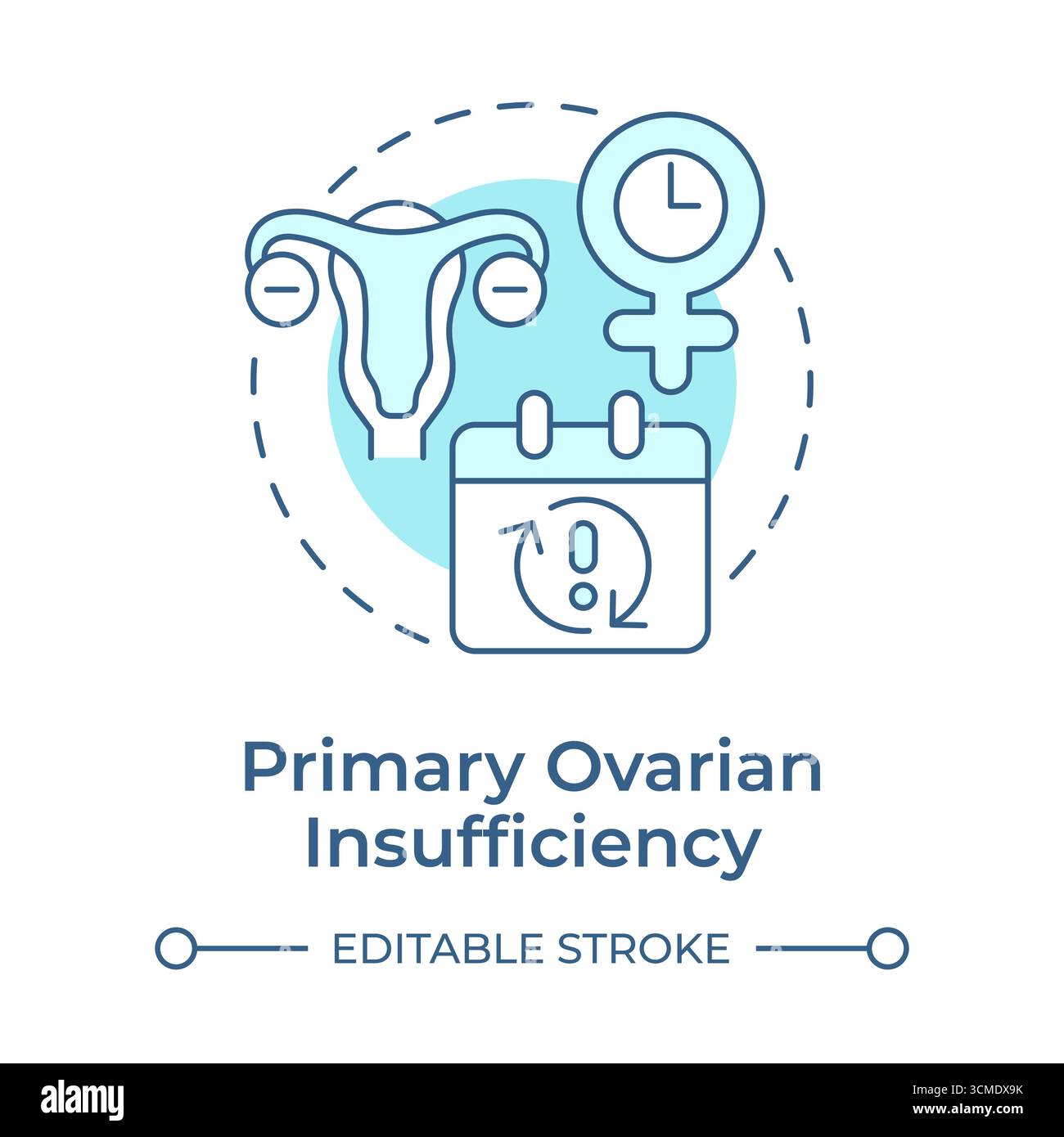Primary ovarian insufficiency soft blue concept icon Stock Vector