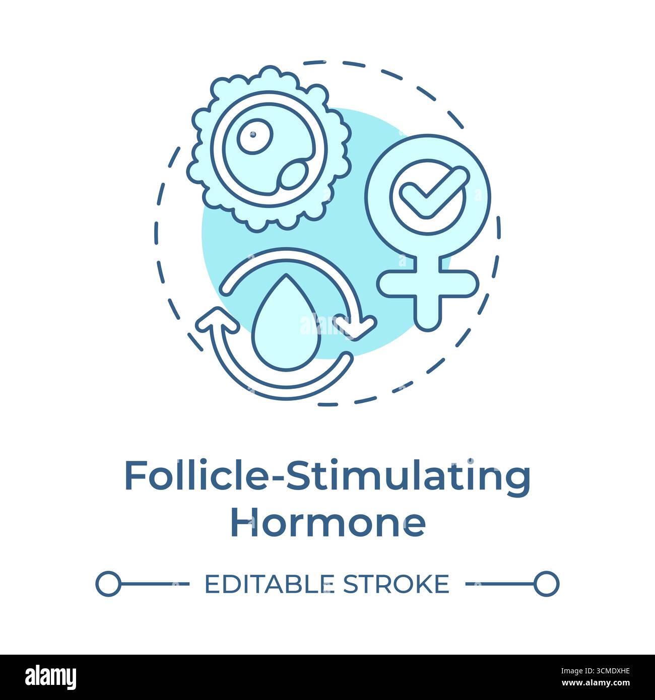 Follicle stimulating hormone soft blue concept icon Stock Vector
