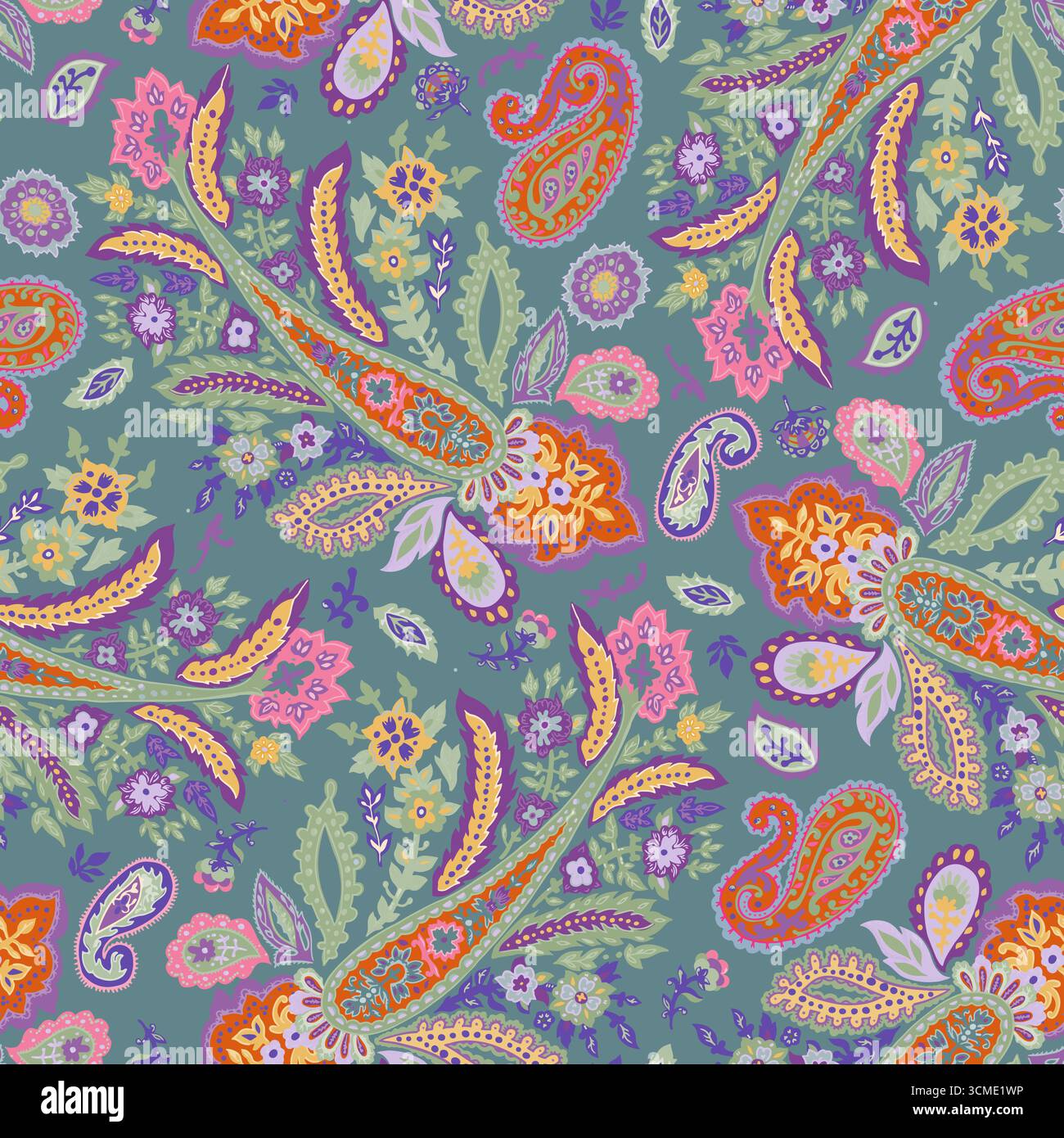 Blue Background Paisley Seamless Pattern Stock Vector Image & Art - Alamy