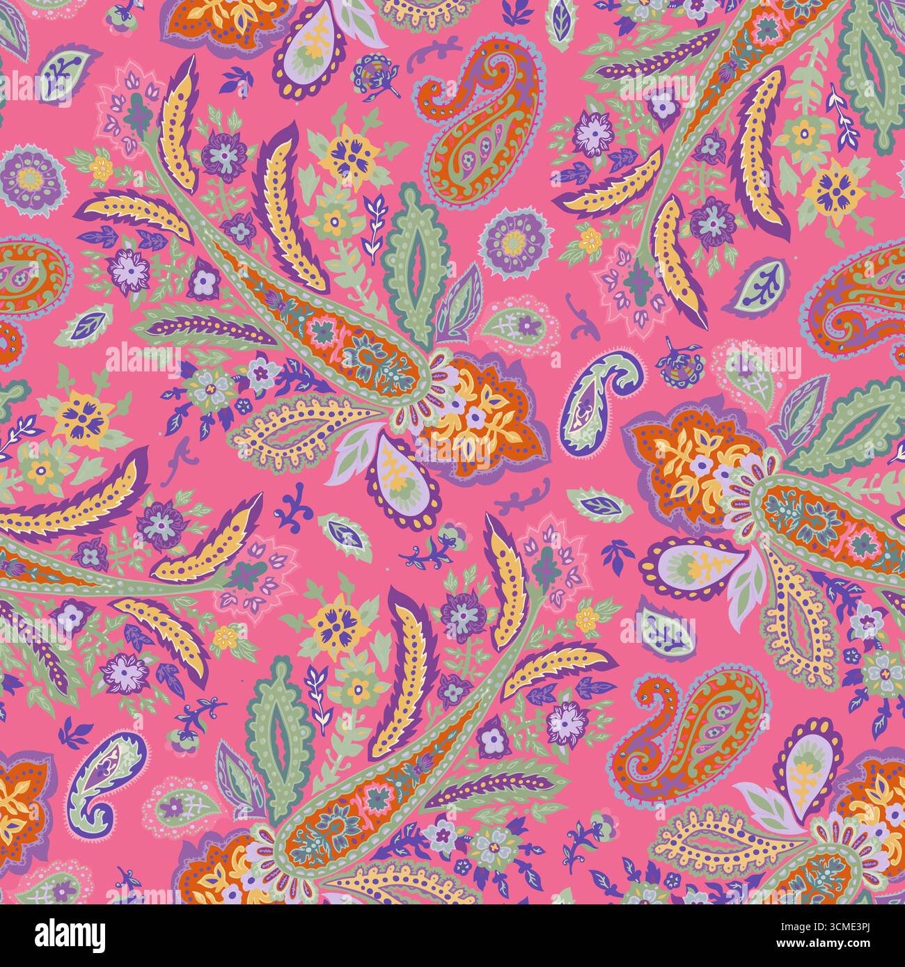 Pink Background Ornamental Paisley Pattern Stock Vector