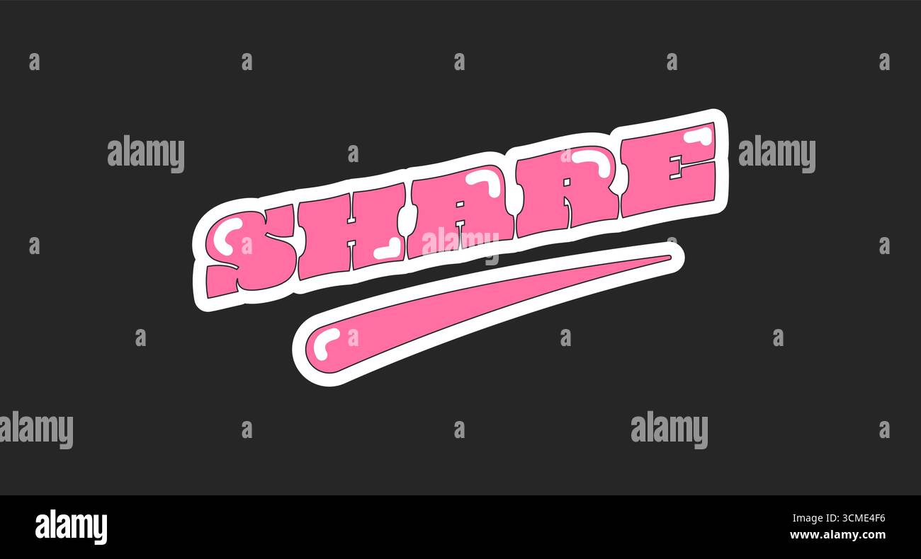 Share retro pink social media phrase Stock Vector