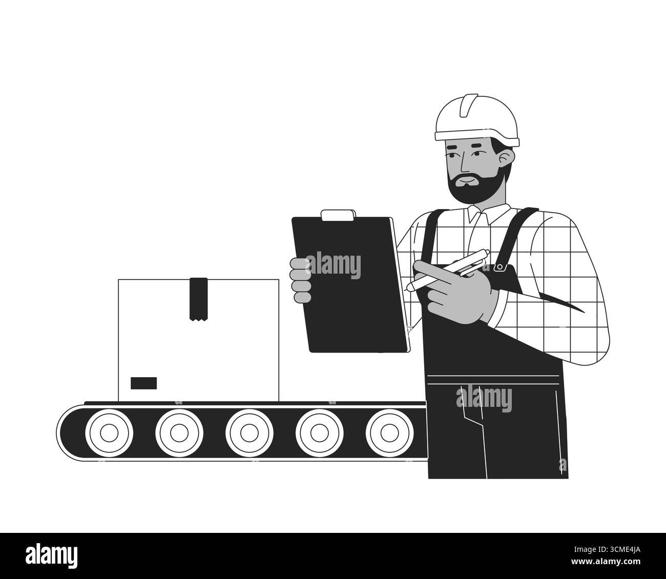 Supply chain outline illustration Stock Vector