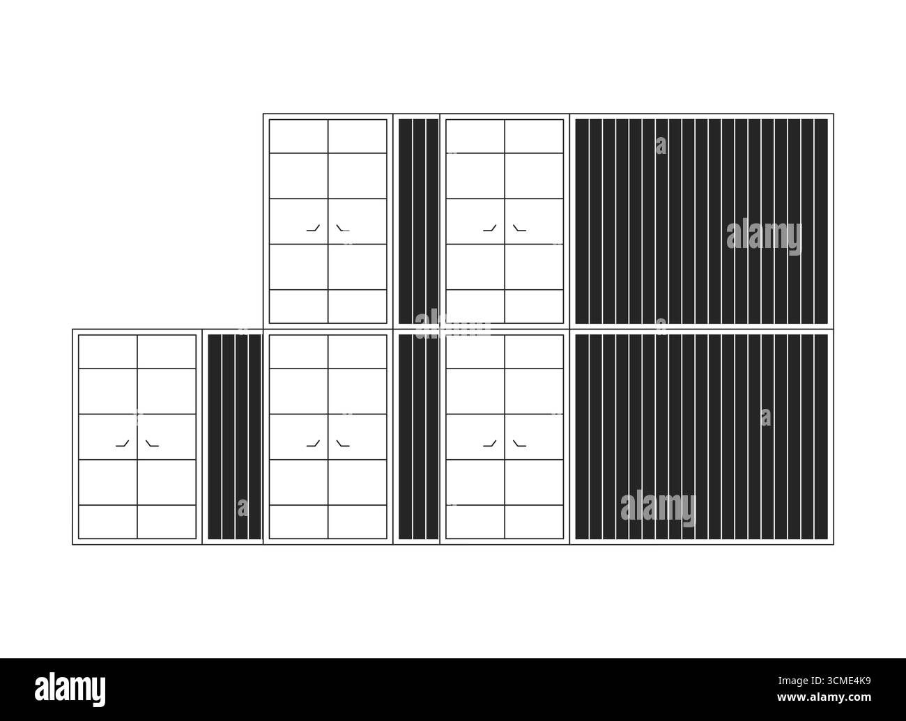 Stacked shipping cargo containers 2D line object Stock Vector