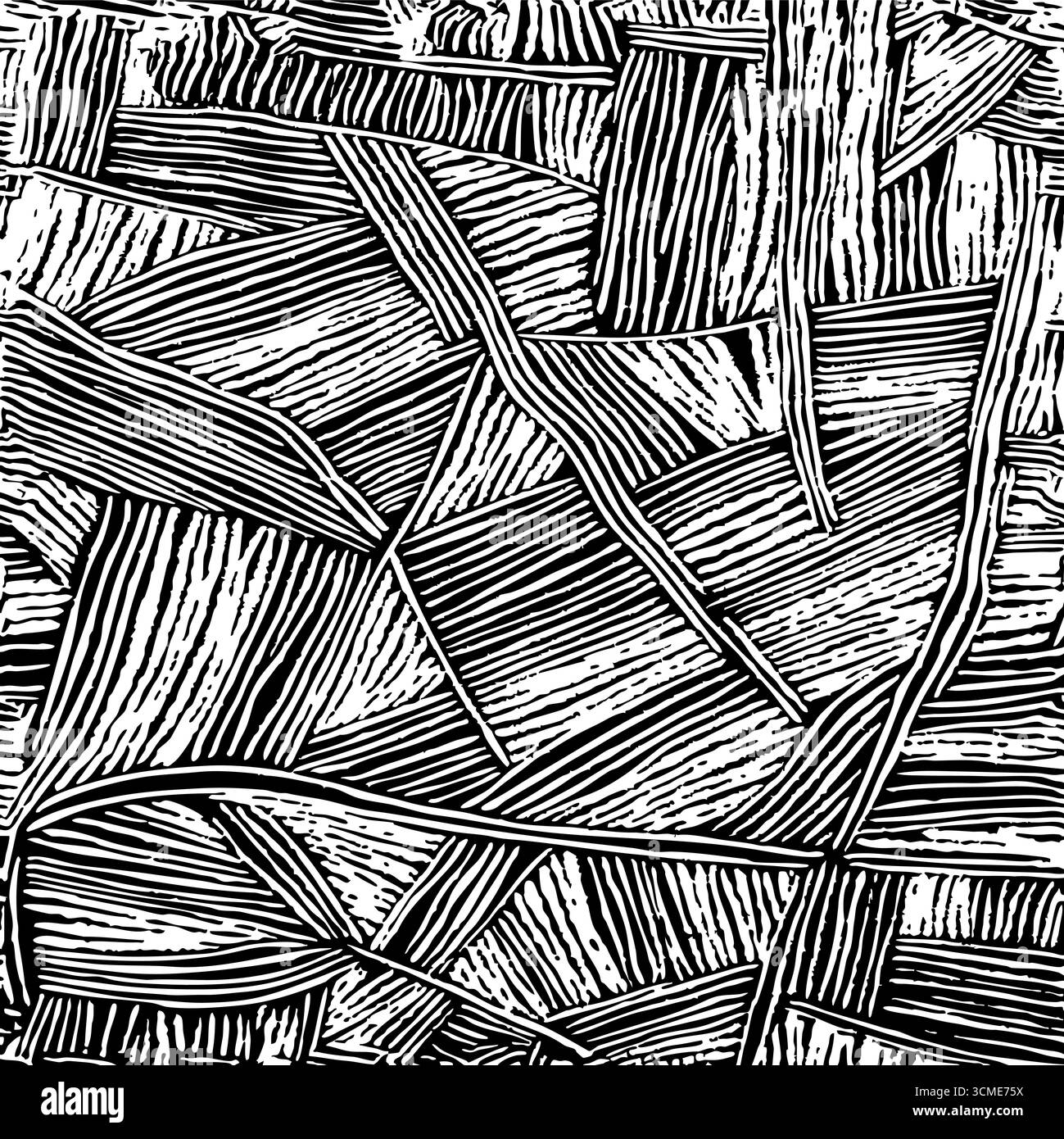 black and white texture of hand-drawn fibers. Seamless pattern. The ...