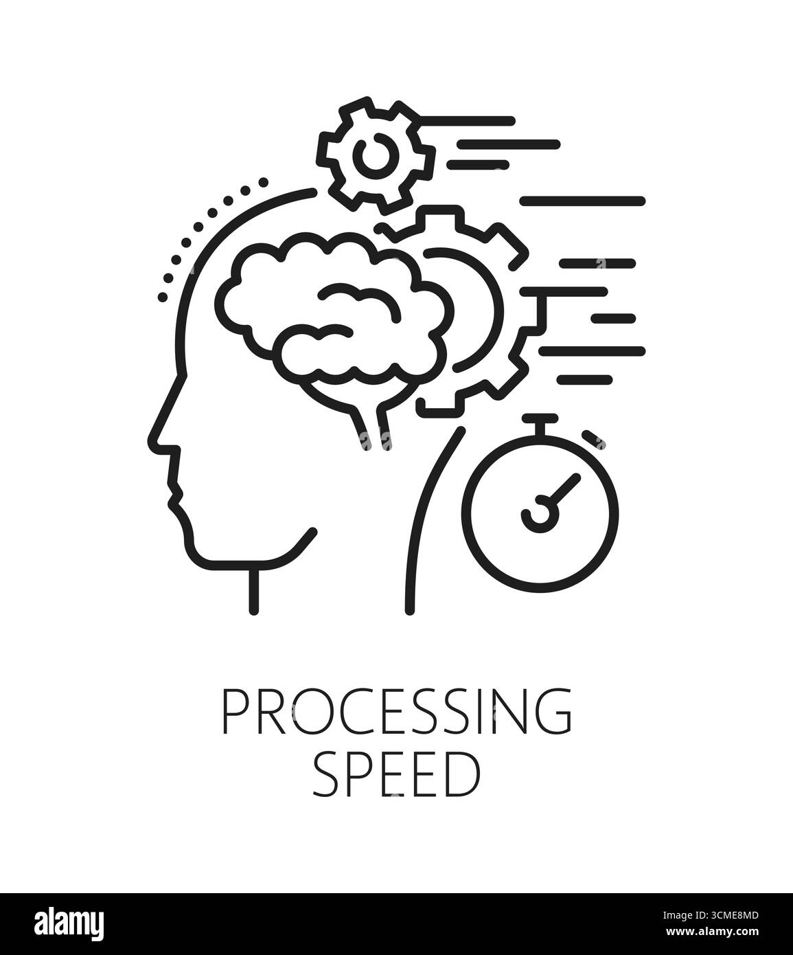 Brain processing speed cognitive ability line icon or symbol. Cognitive ...