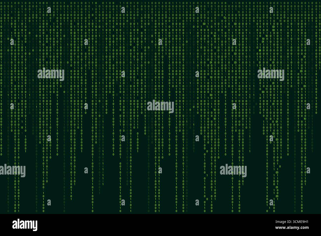 Matrix binary code 0 and 1 numbers. Tech hacker concept. Futuristic Falling digits on dark backdrop. Running random numbers. . Vector illustration Stock Vector