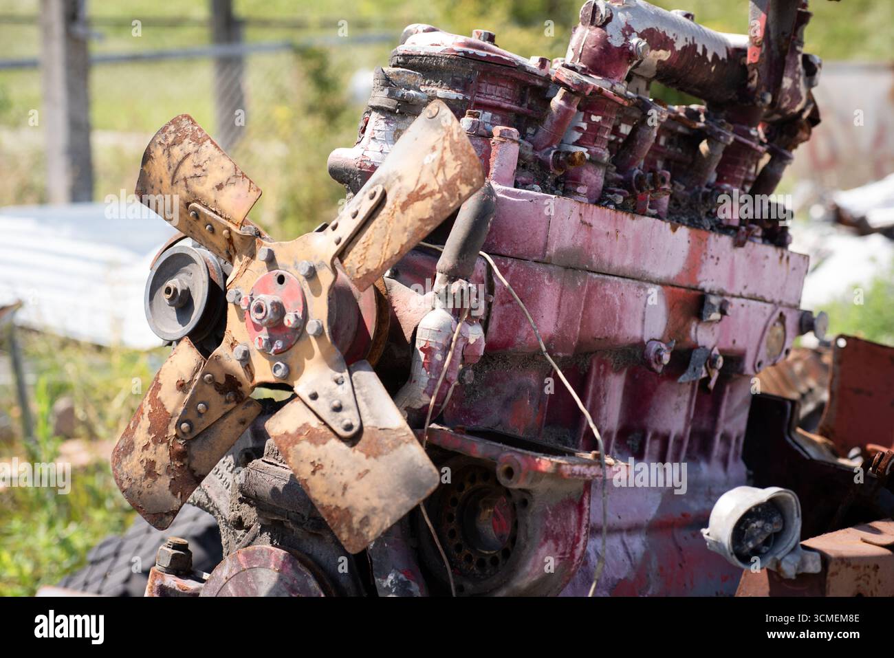 old rusty engine from the outside Stock Photo - Alamy