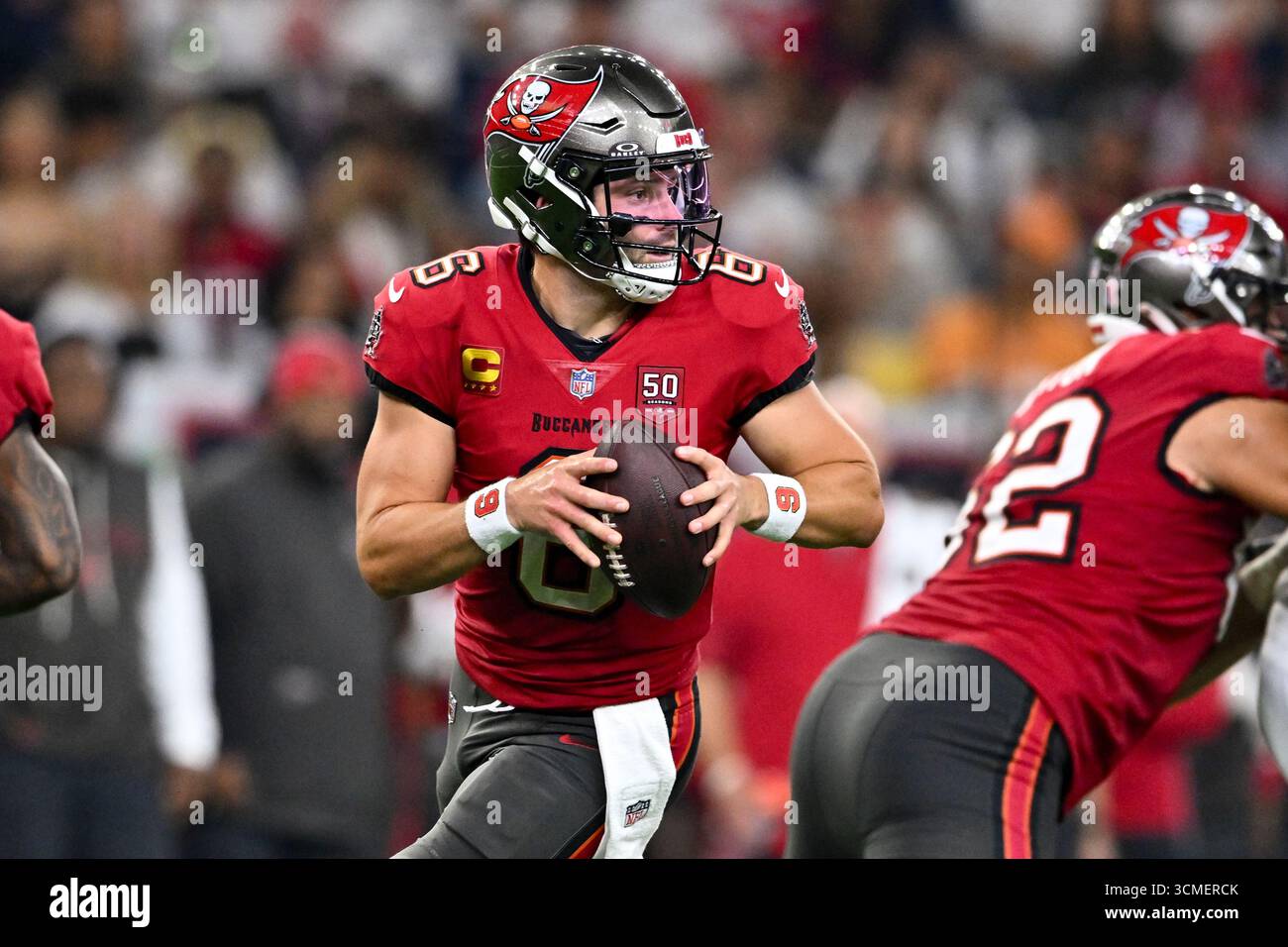 Tampa Bay Buccaneers quarterback Baker Mayfield (6) rolls out during ...
