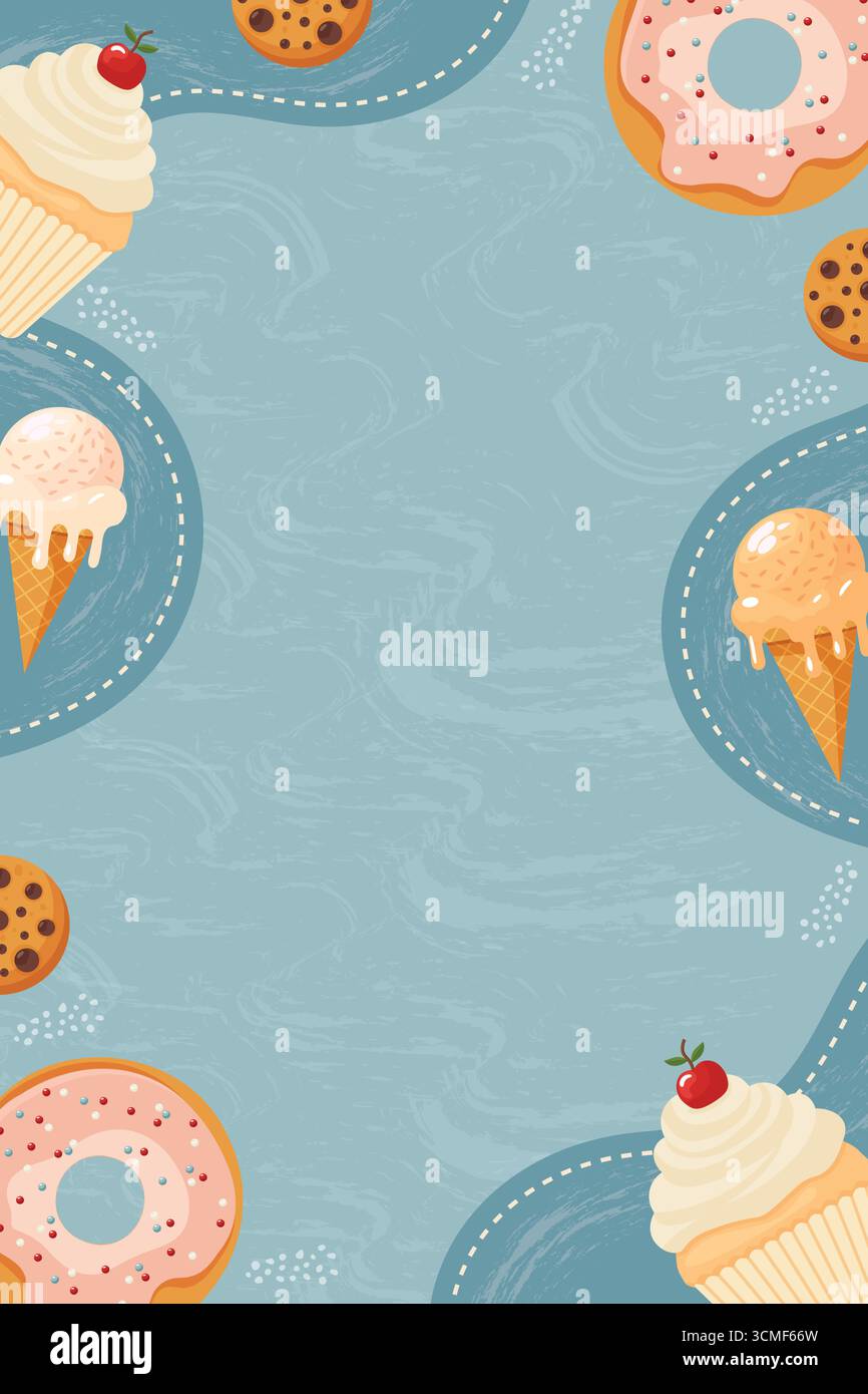 Sweet Dessert Background with Copy Space Vector. Stock Vector