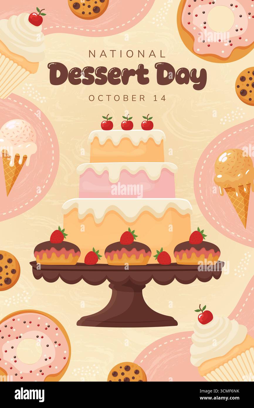 National Dessert Day Poster Vector Illustration. Stock Vector