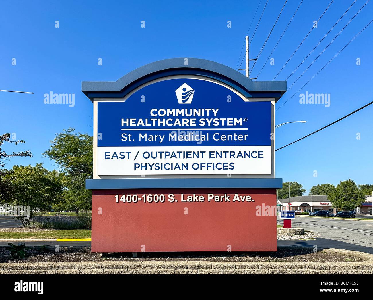 Sign for Community Healthcare System, St. Mary Medical Center, Hobart, IN USA - Smartphone Captured Stock Image