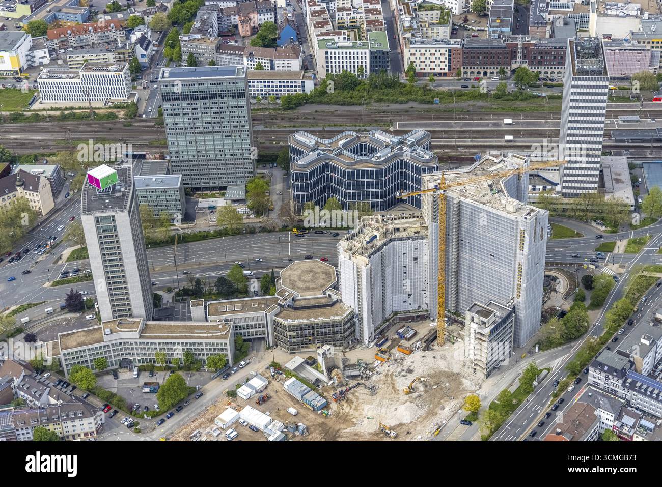 Who Rwe Building For Aerial view, demolition of the Ypsilon-Haus of the RWE headquarters ...