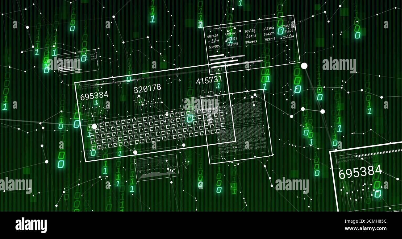 Digital interface panel floating in virtual space, with keyboard layout ...