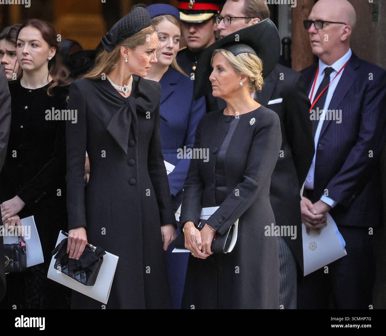 London, UK. 16th Sep, 2025. Princess Catherine, Sophie Princess of Edinburgh. HRH King Charles III, The Prince and Princess of Wales Prince William and Princess Catherine, Anne the Princess Royal, Prince Andrew The Duke and Duchess of York, Prince Michael of Kent and other senior members of the Royal Family all pay their last respects as the coffin is carried to the hearse. They then depart from Westminster Cathedral after the a requiem mass, a Catholic funeral service held for the Duchess of Kent, who passed away on 4 Sep. Credit: Imageplotter/Alamy Live News Stock Photo