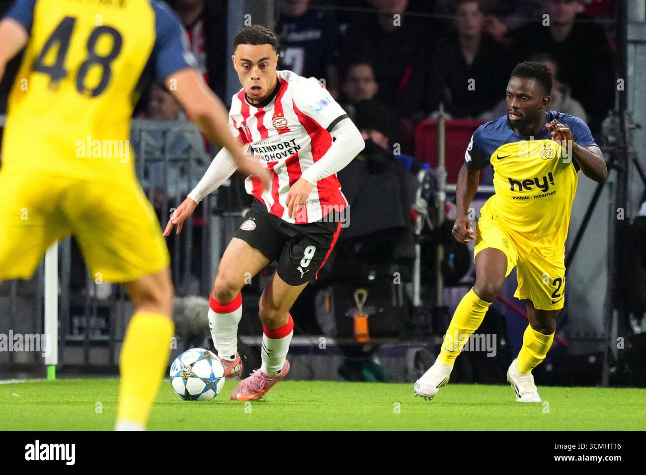 PSV's Sergino Dest controls the ball during a Champions League opening ...