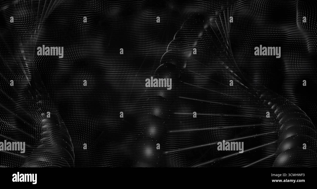 Matrix Undulation Flowing dotted mesh structure undulating in dark digital space, with ...