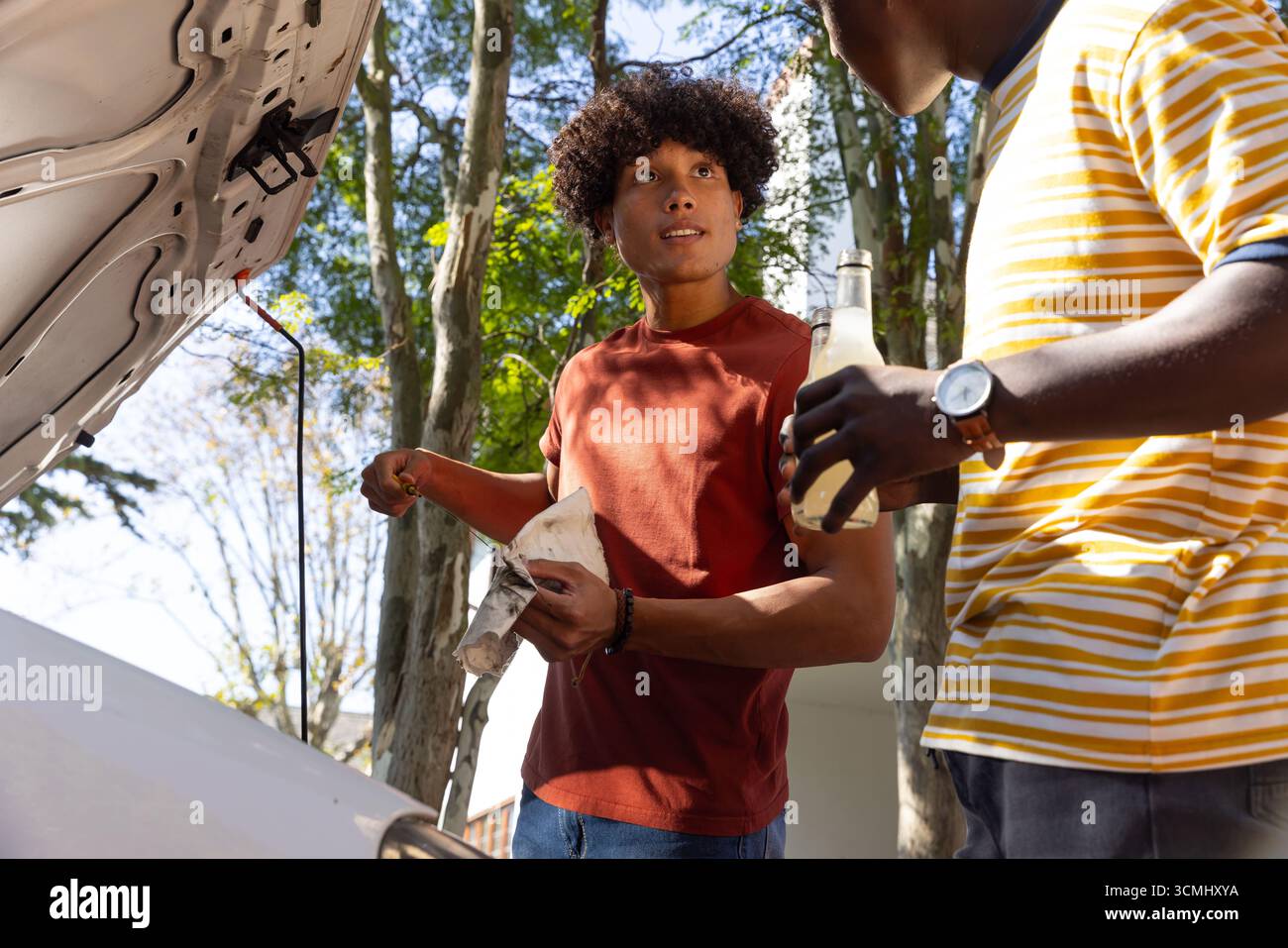 Diverse male friends cleaning hi-res stock photography and images - Alamy
