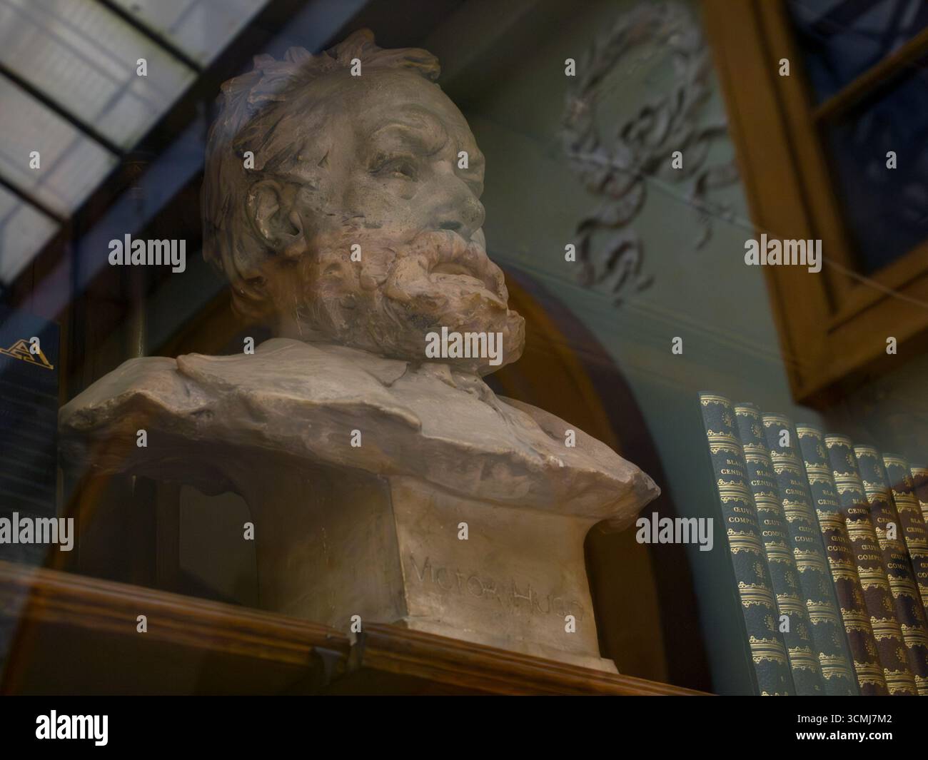 Book store in Galerie Vivienne, Paris, France with a bust of Victor Hugo in the window Stock Photo