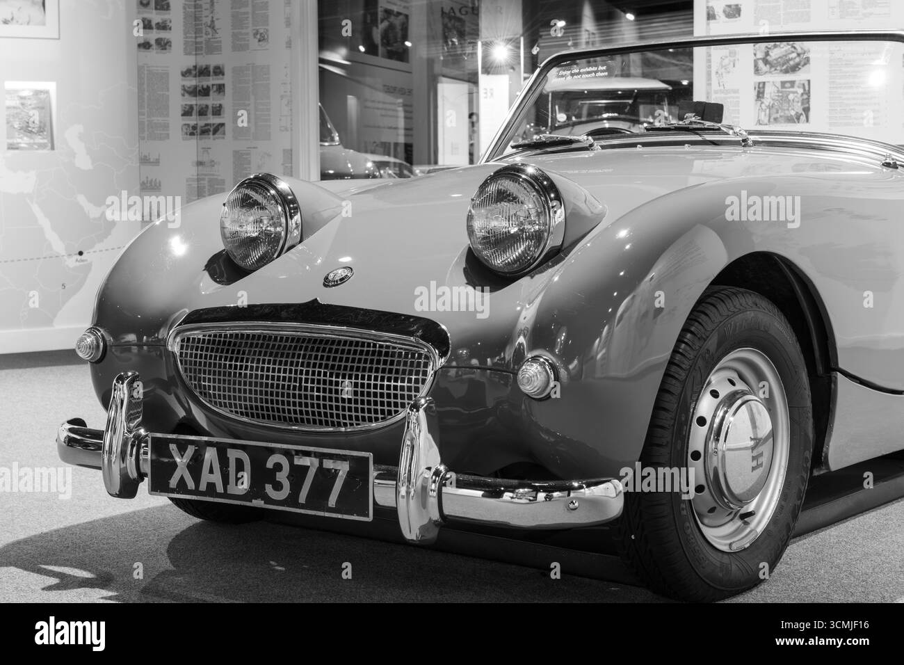 Sparkford.Somerset.United Kingdom.January 12th 2025.An Austin Healey Sprite is on show at the Haynes Motor Museum in Somerset Stock Photo
