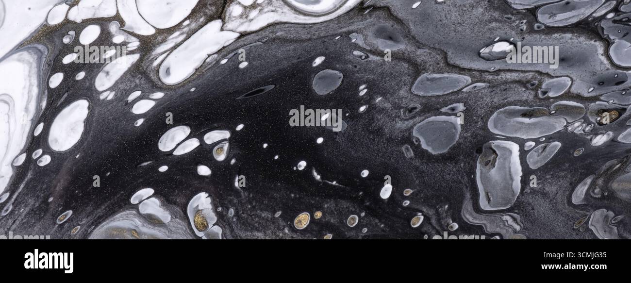 White and black abstract fluid art background with cells texture effect ...