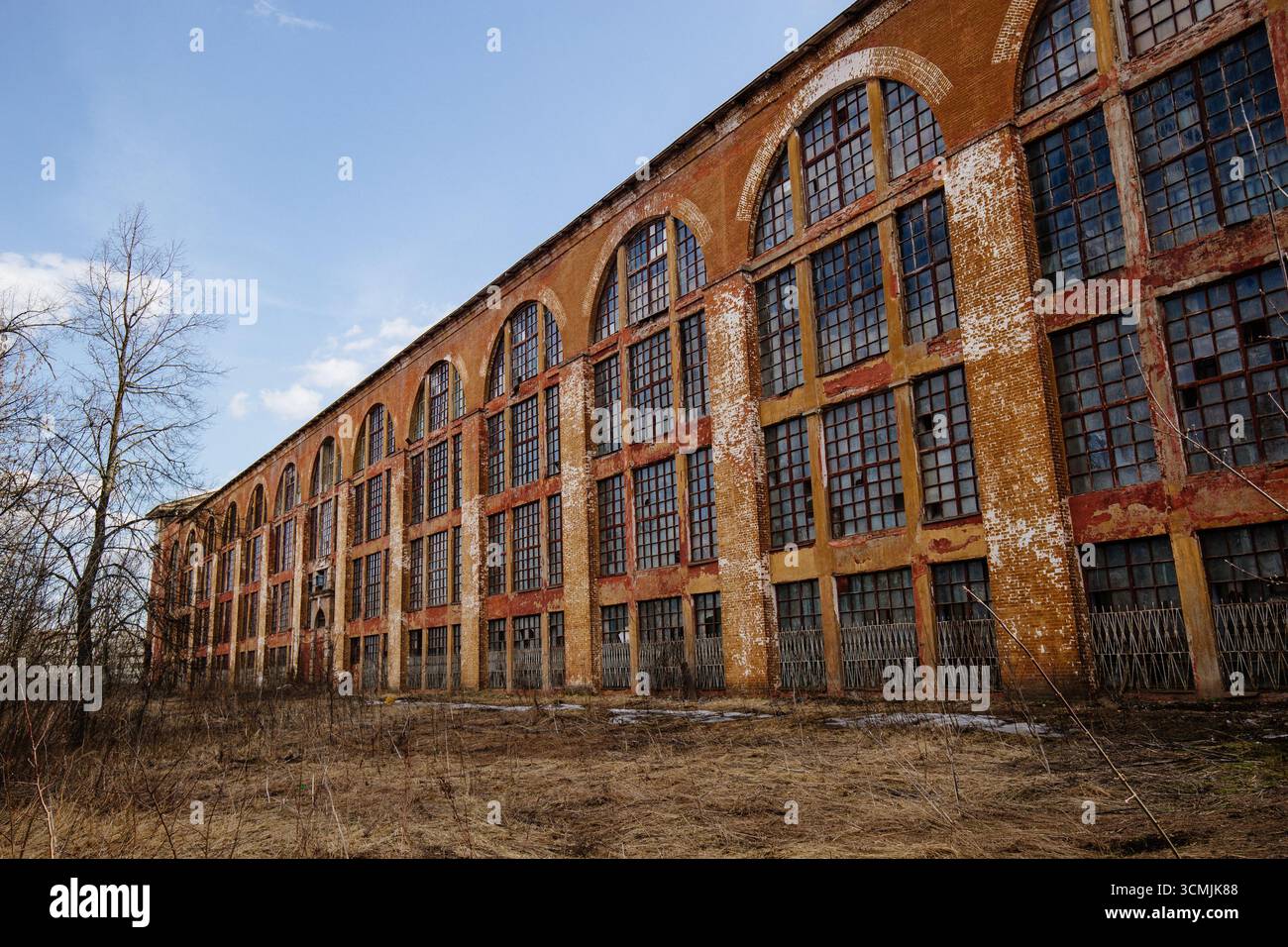 Large old red brick industrial building Stock Photo