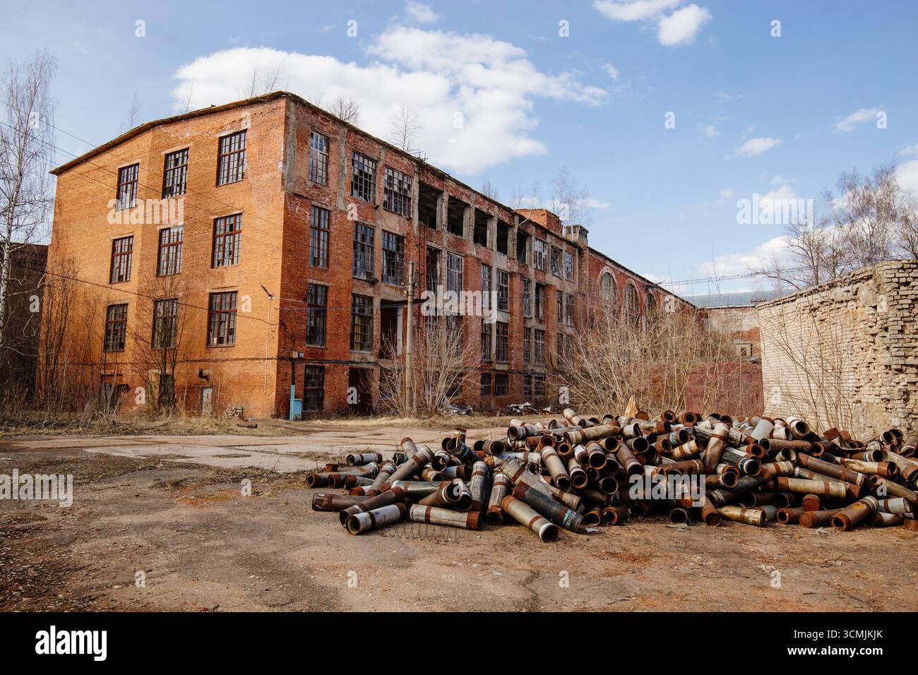 Large old red brick industrial building Stock Photo