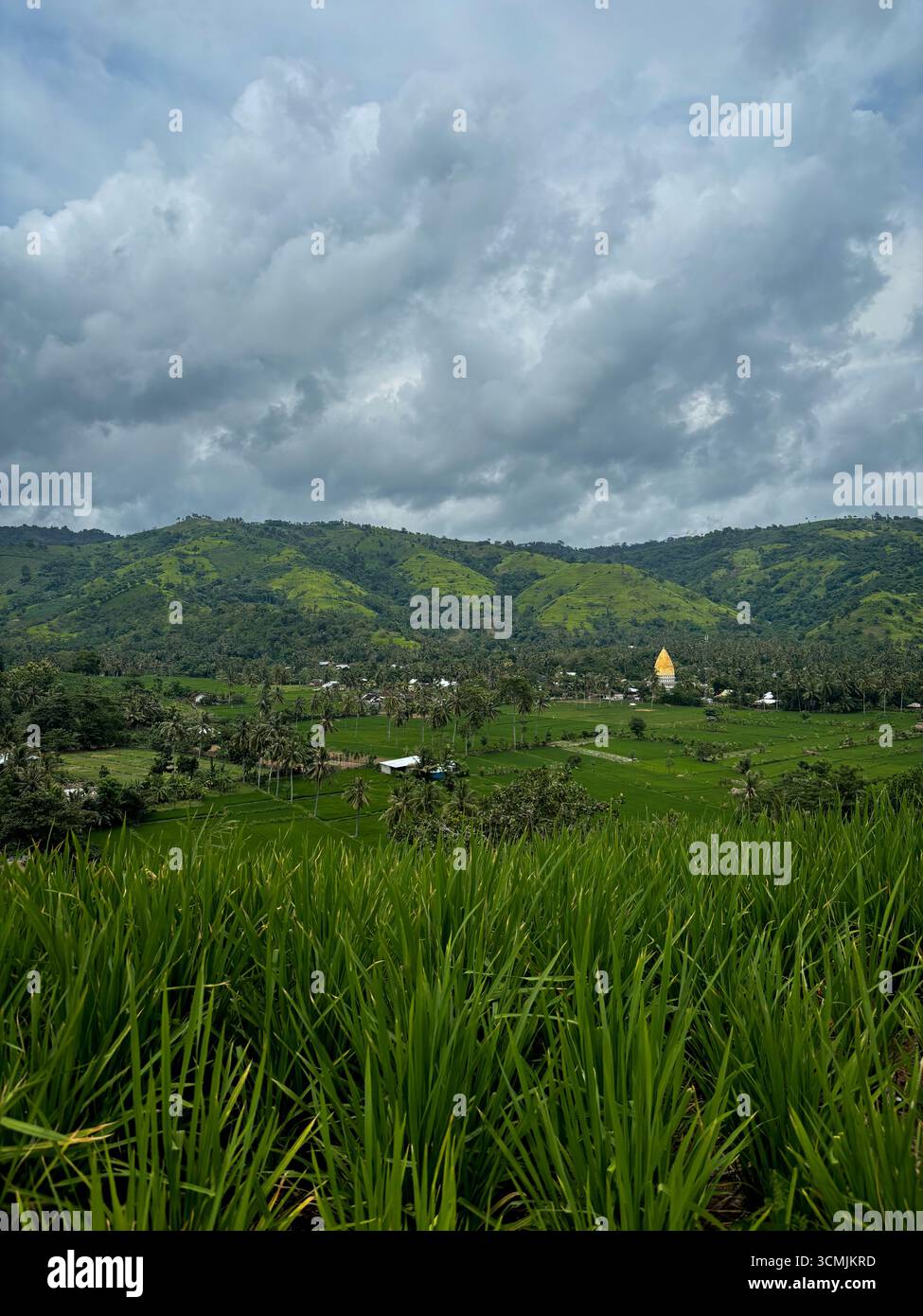 Landscape of a plain from Tolang Empak Hill in southern Lombok, Indonesia, February 2025 Stock Photo