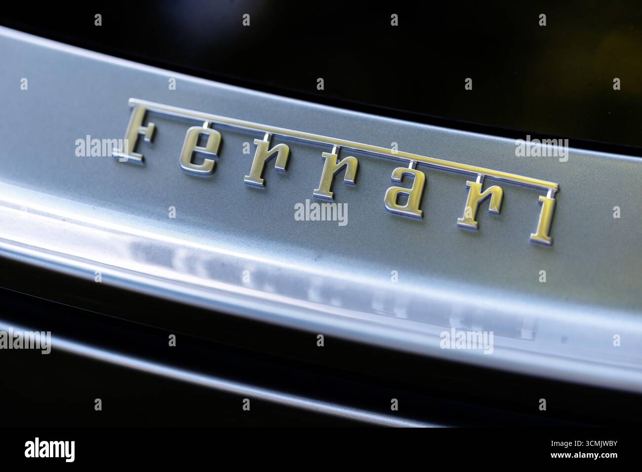 14 September 2025, Bavaria, Munich: The Ferrari brand logo (emblem ...