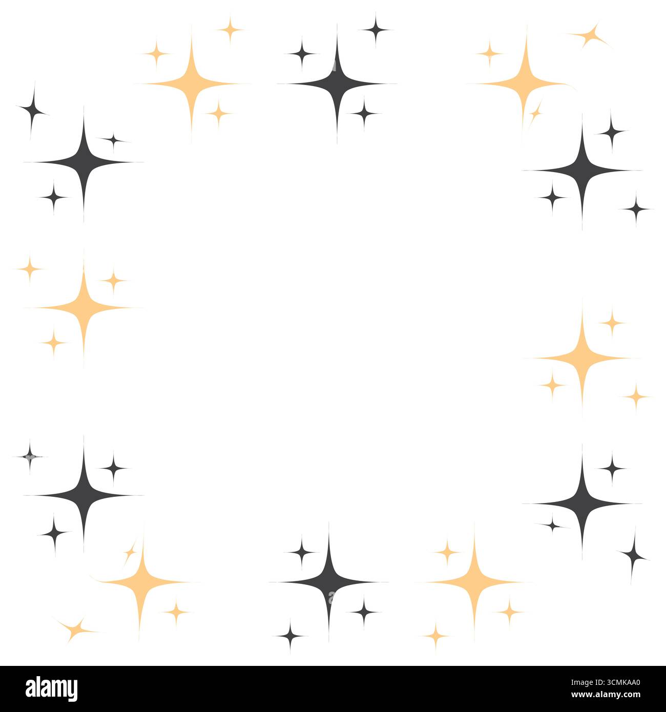 Frames with Vector Sparkle Stars Flat And Outline Set Stock Vector