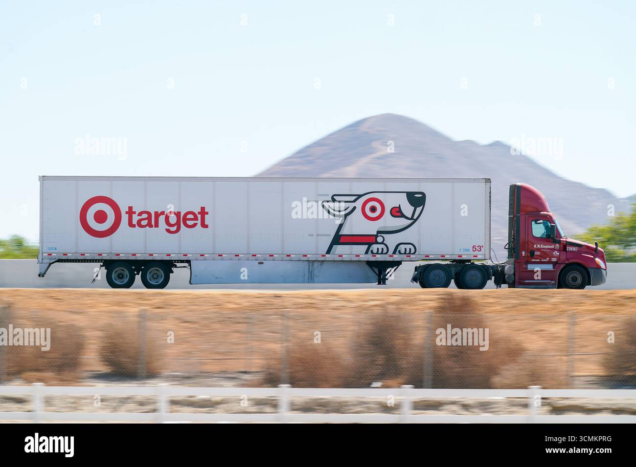 Target Semi Target's semi-truck with a box trailer (with their mascot Bullseye) on ...