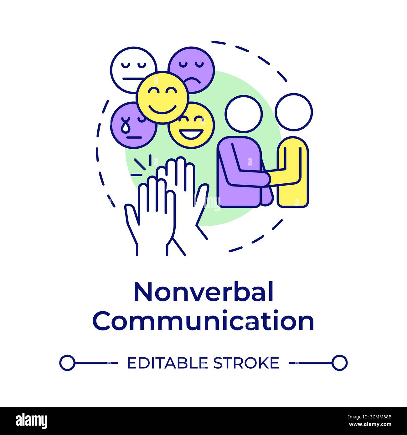 Nonverbal communication multi color concept icon Stock Vector Image ...