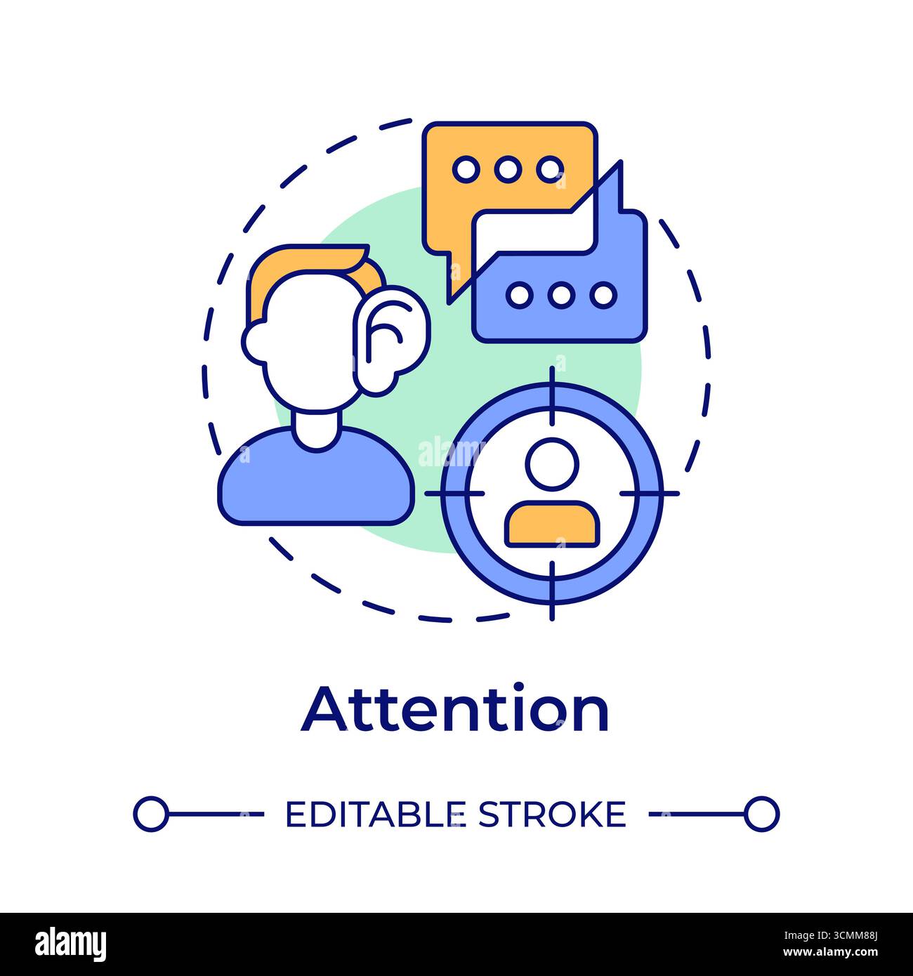 Attention multi color concept icon Stock Vector