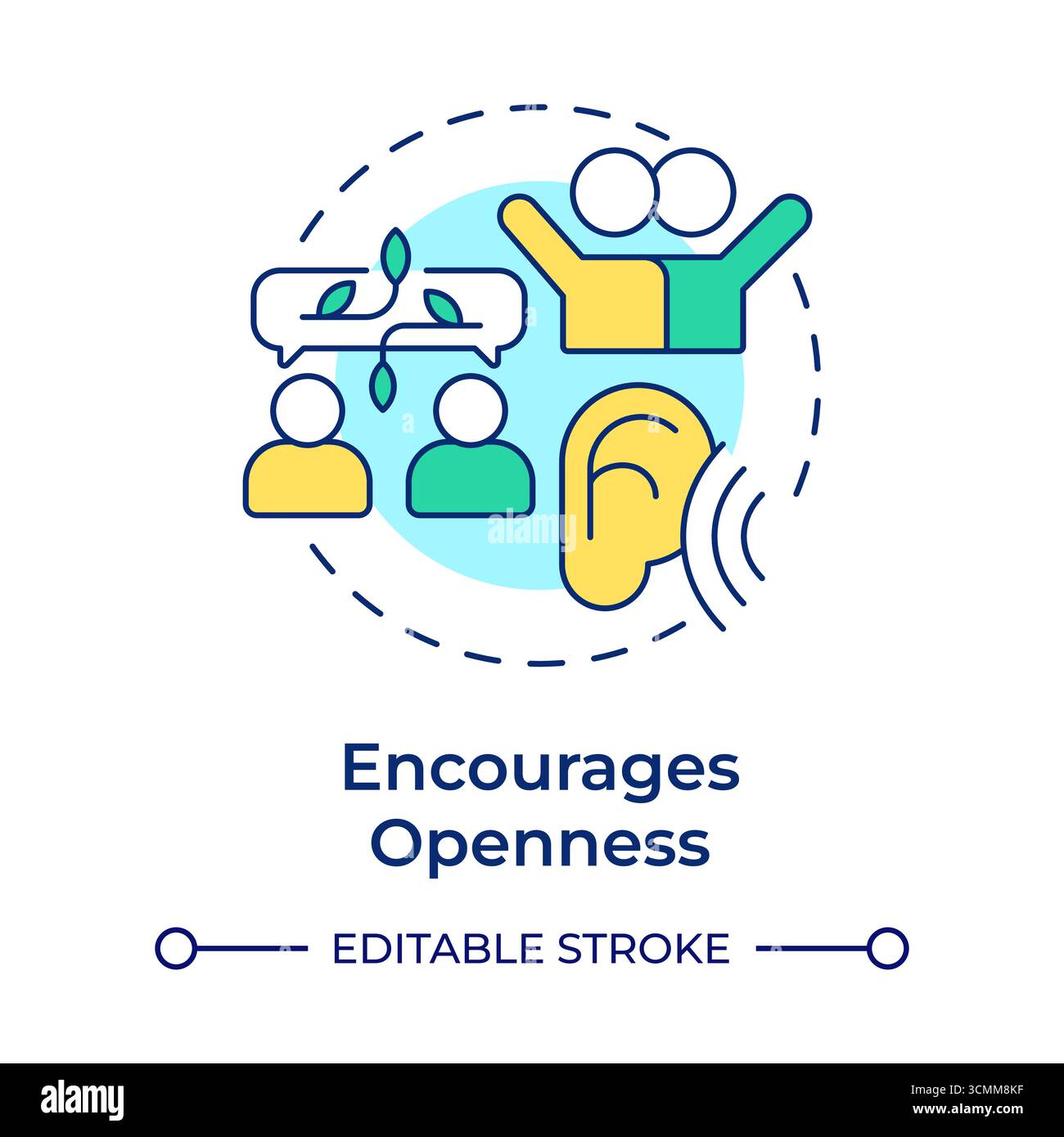Encourages openness multi color concept icon Stock Vector