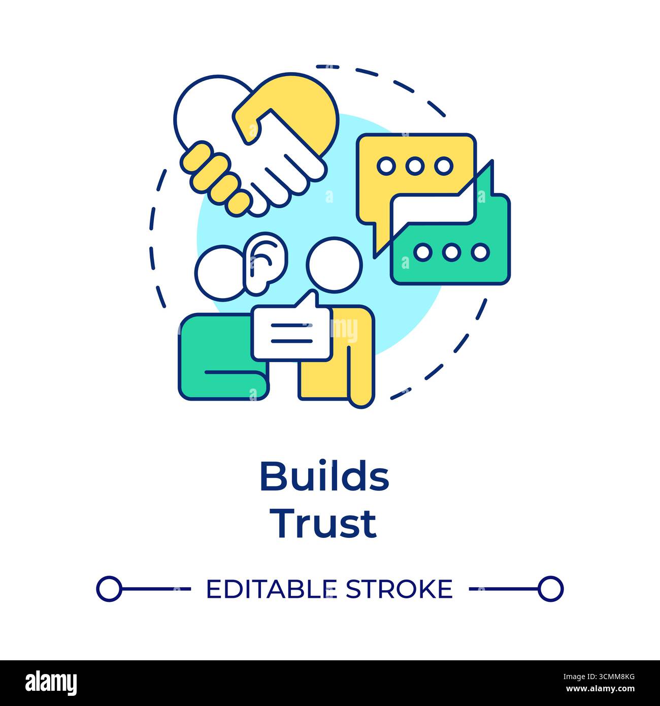 Builds trust multi color concept icon Stock Vector