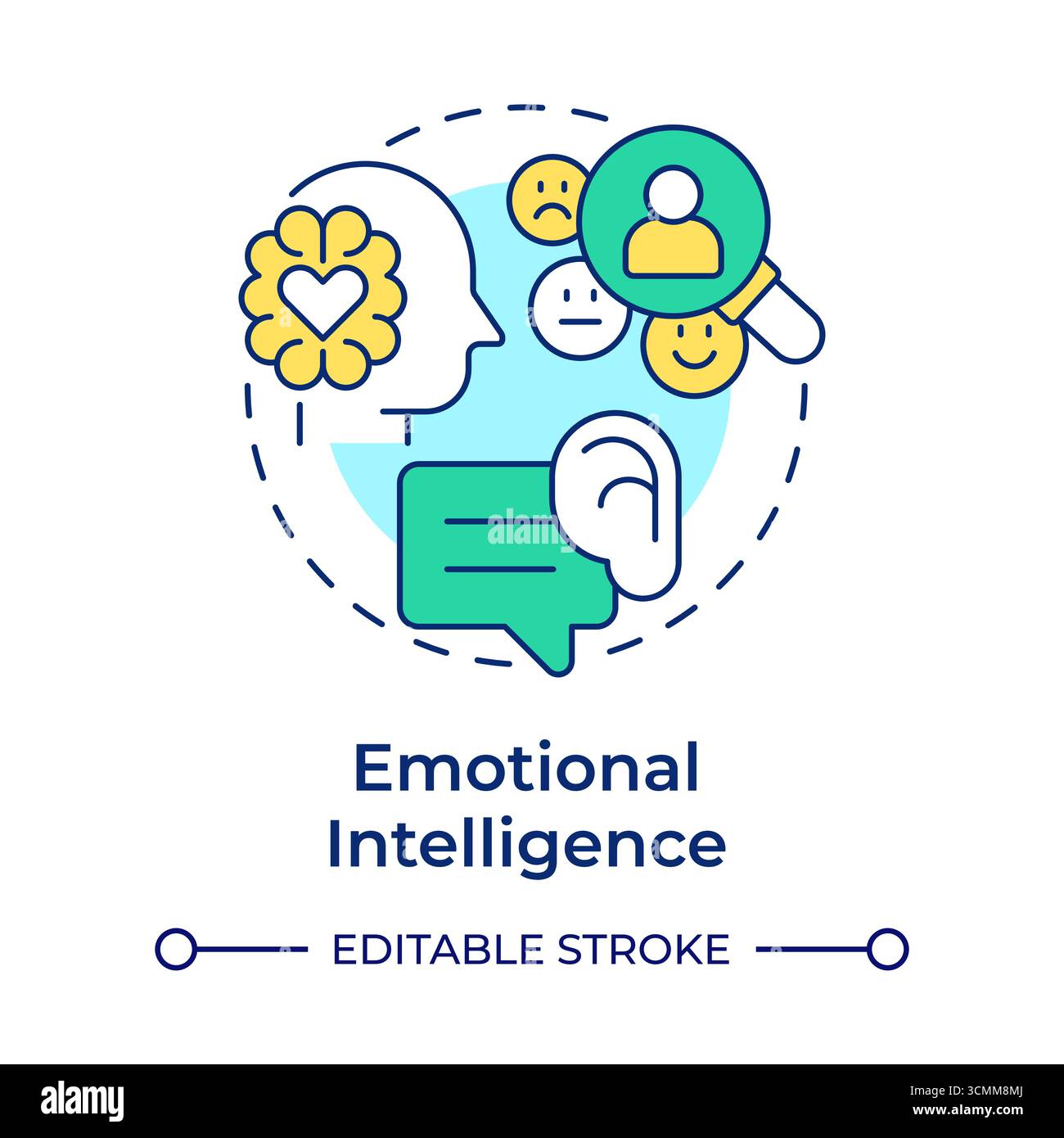 Emotional intelligence multi color concept icon Stock Vector