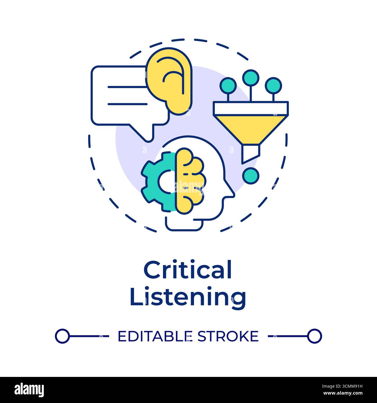 Critical listening multi color concept icon Stock Vector