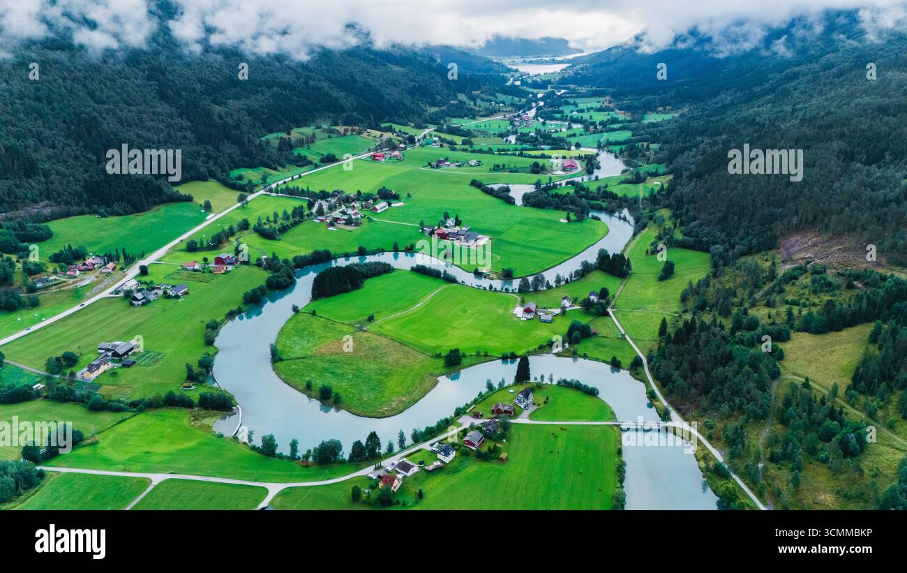 Countrysides Traditional Rivers Aerial view of Stryns stunning countryside, featuring meandering rivers ...