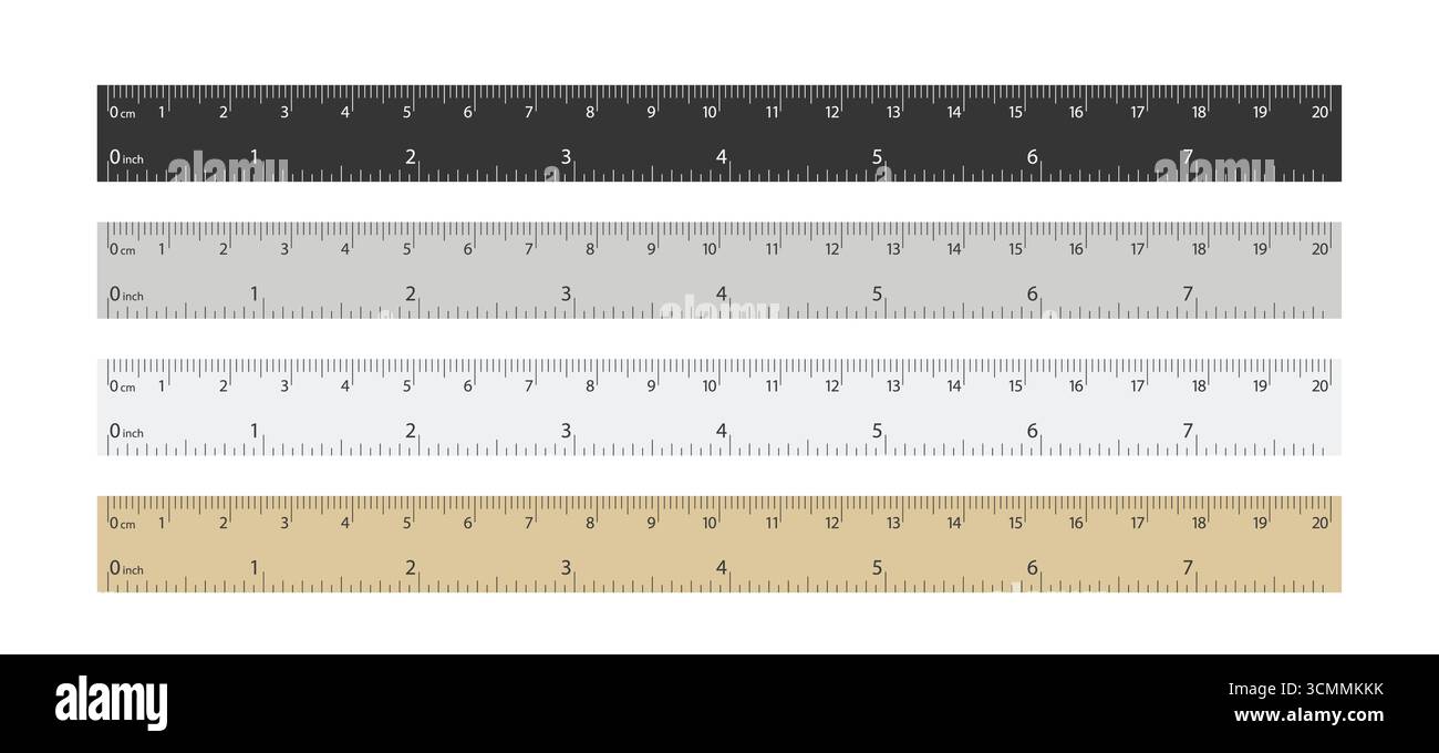 different material measuring rulers isolated in set Stock Vector Image ...