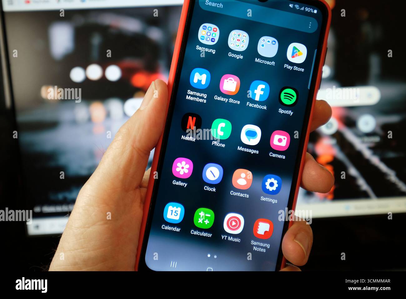 various apps on samsung smartphone screen Stock Photo