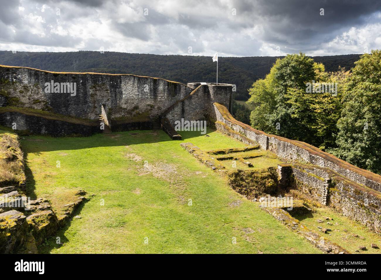 HERBEUMONT, BELGIUM, 11 SEPTEMBER 2025: The beautiful hill top ruins of Chateau d'Herbeumont. It is a medieval fortress and a tourist attraction in th - Stock Image