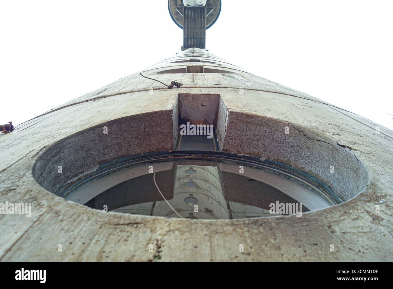 Close-up of the iconic Genex Tower in Belgrade, revealing circular ...