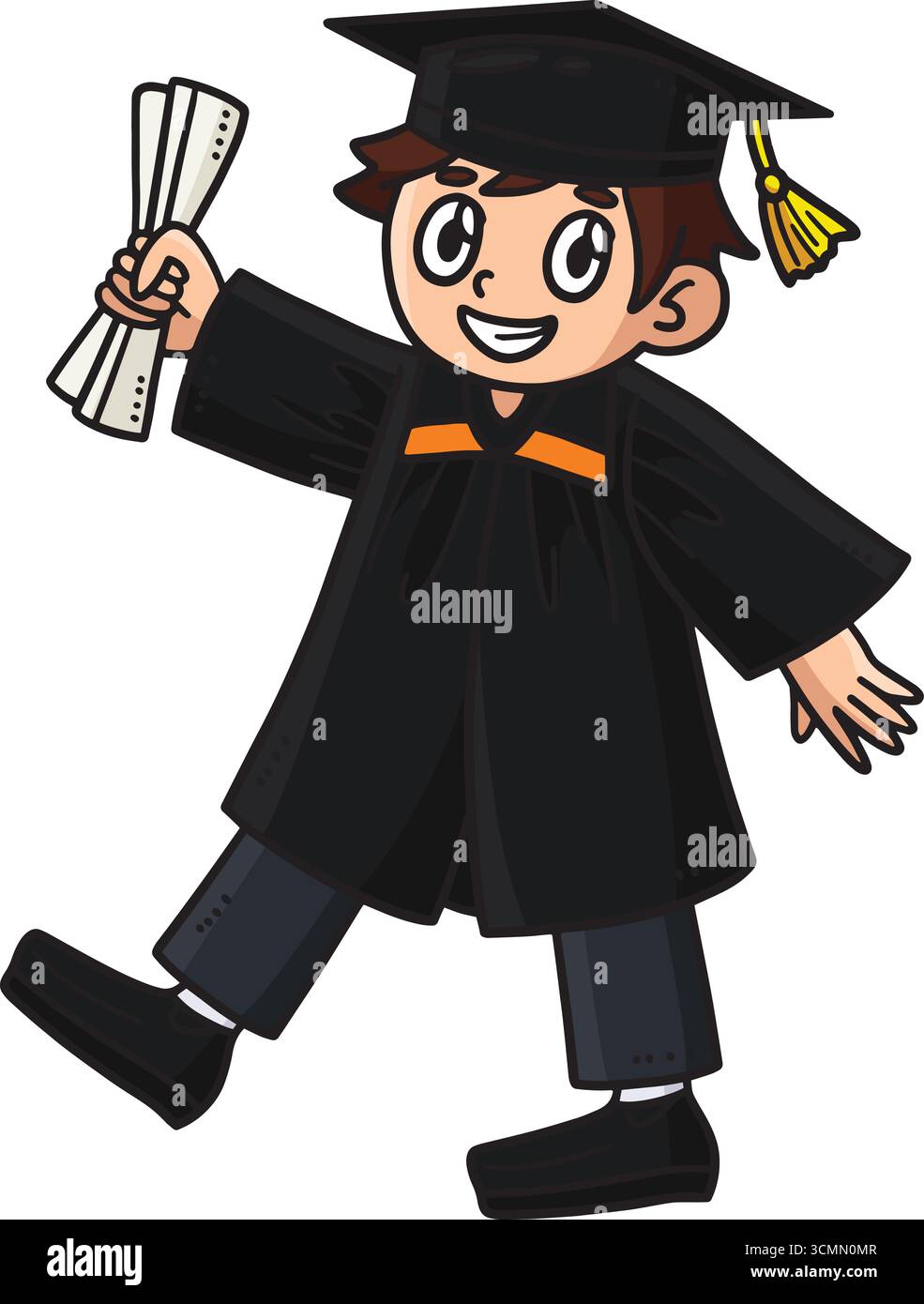 Happy Graduate Boy with Diploma Cartoon Clipart Stock Vector Image ...