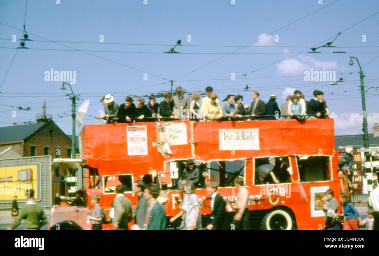 Hull University, RAG Week, 1963, parade float, double-decker bus, Hull ...