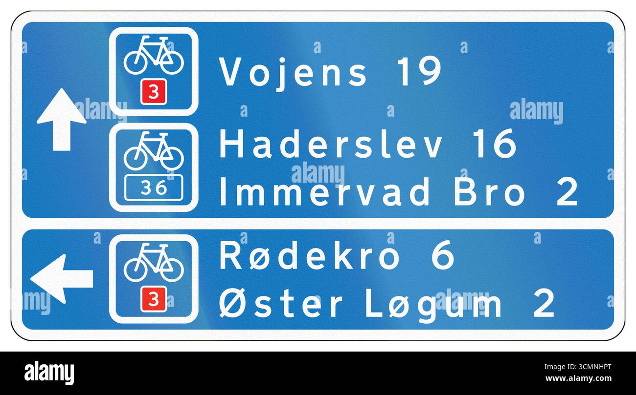 Danish direction road sign - Bicycle routes Stock Photo - Alamy
