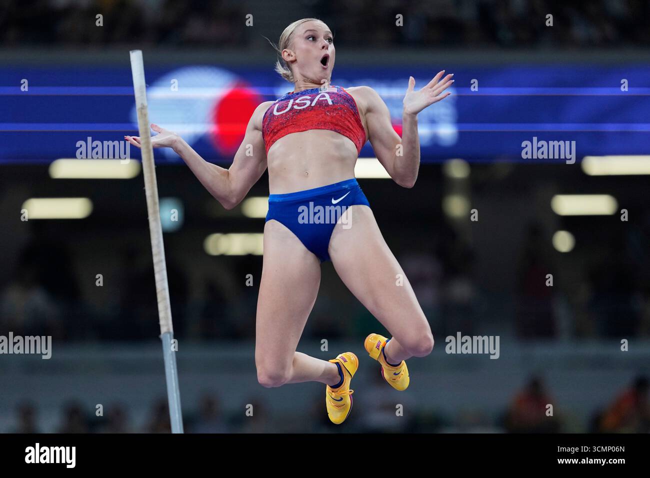 United States' Katie Moon competes in the women's pole vault final at ...