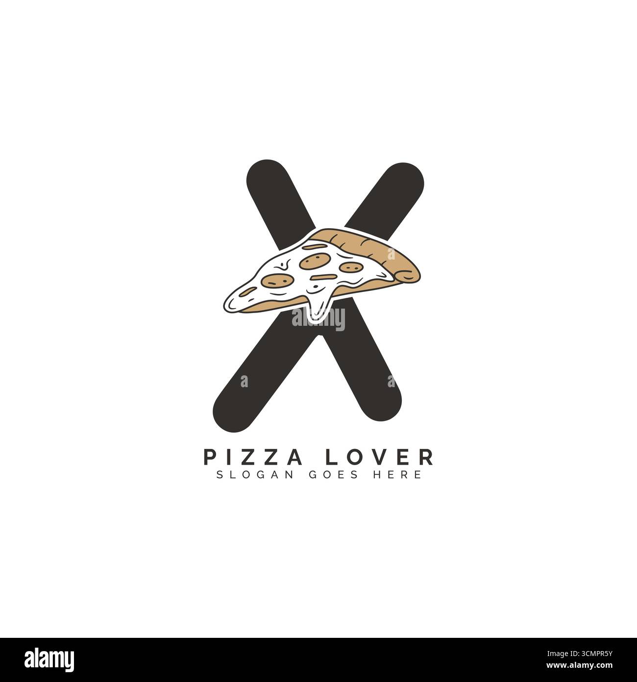 Letter X Pizza Logo Design. Alphabet X Pizza Concept Icon Stock Vector