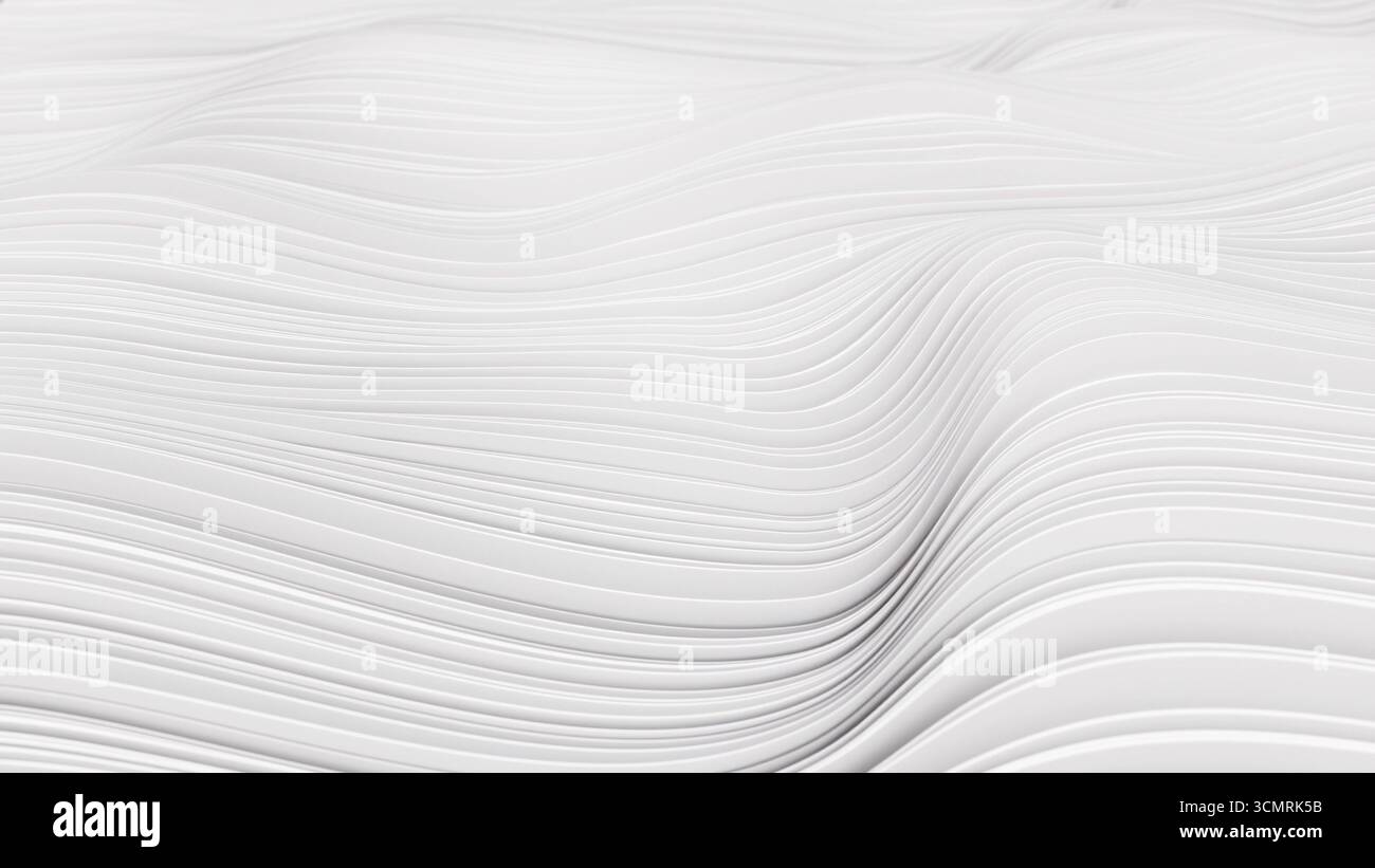 3d render abstract background with white waves in loop Stock Photo